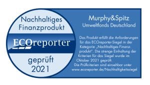 ECOreporter Siegel für den Murphy&Spitz Umweltfonds Deutschland