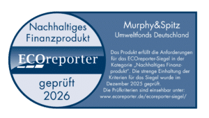 ECOreporter Siegel 2026 für den Murphy&Spitz Umweltfonds Deutschland als unabhängig geprüftes nachhaltiges Finanzprodukt
