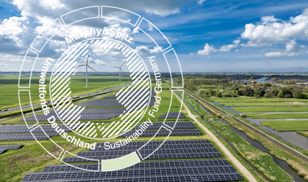 Beitragsbild zum Managementkommentar Juni 2025 - Windräder und PV-Anlage